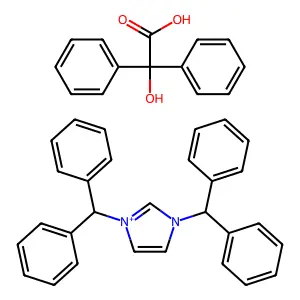 1,3-dibenzhydrylimidazol-1-ium;2-hydroxy-2,2-diphenylacetic acid structure