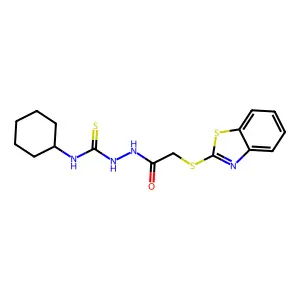1-[[2-(1,3-benzothiazol-2-ylsulfanyl)acetyl]amino]-3-cyclohexylthiourea structure