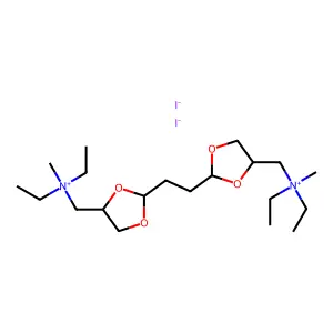[2-[2-[4-[[diethyl(methyl)azaniumyl]methyl]-1,3-dioxolan-2-yl]ethyl]-1,3-dioxolan-4-yl]methyl-diethyl-methylazanium diiodide structure