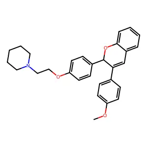 1-[2-[4-[3-(4-methoxyphenyl)-2H-chromen-2-yl]phenoxy]ethyl]piperidine structure