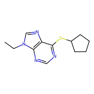 6-cyclopentylsulfanyl-9-ethylpurine structure