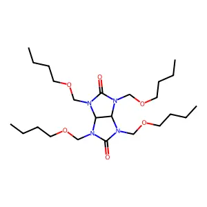 1,3,4,6-tetrakis(butoxymethyl)-3a,6a-dihydroimidazo[4,5-d]imidazole-2,5-dione structure