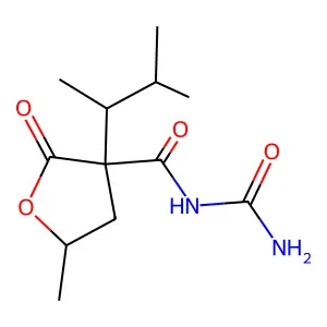 1-(3-(1,2-Dimethylpropyl)-5-methyl-2-oxotetrahydro-3-furoyl)urea structure