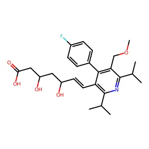 (3R,5S)-7-[4-(4-fluorophenyl)-5-(methoxymethyl)-2,6-di(propan-2-yl)-3-pyridinyl]-3,5-dihydroxyhept-6-enoic acid structure