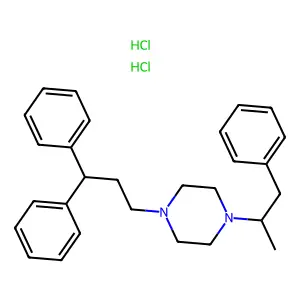1-(3,3-diphenylpropyl)-4-(1-phenylpropan-2-yl)piperazine;dihydrochloride structure