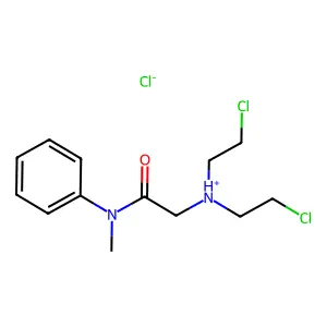bis(2-chloroethyl)-[2-(N-methylanilino)-2-oxoethyl]azanium chloride structure