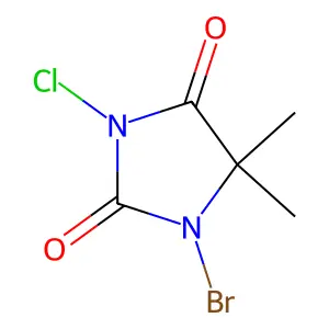 1-bromo-3-chloro-5,5-dimethylimidazolidine-2,4-dione structure