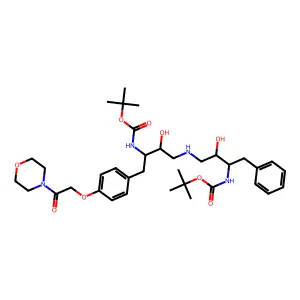 tert-butyl N-[(2S,3R)-3-hydroxy-4-[[(2R,3S)-2-hydroxy-3-[(2-methylpropan-2-yl)oxycarbonylamino]-4-[4-(2-morpholin-4-yl-2-oxoethoxy)phenyl]butyl]amino]-1-phenylbutan-2-yl]carbamate structure
