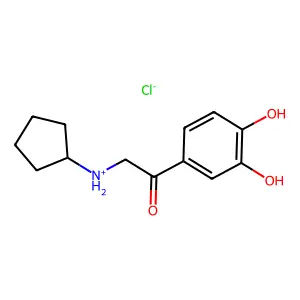 cyclopentyl-[2-(3,4-dihydroxyphenyl)-2-oxoethyl]azanium chloride structure