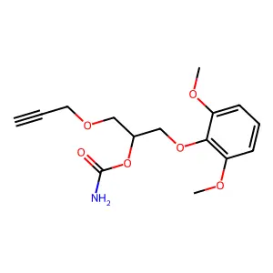 [1-(2,6-dimethoxyphenoxy)-3-prop-2-ynoxypropan-2-yl] carbamate structure