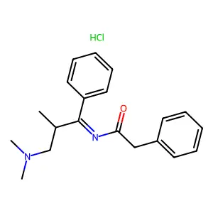 N-(alpha-(1-(Dimethylamino)-1-methylethyl)benzilidene)-2-phenylacetamide monohydrochloride structure