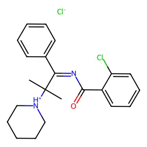 Benzamide, o-chloro-N-(alpha-(1-methyl-1-piperidinoethyl)benzilidene)-, monohydrochloride structure