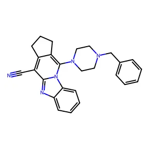11-(4-benzylpiperazin-1-yl)-2,3-dihydro-1H-benzo[4,5]imidazo[1,2-a]cyclopenta[d]pyridine-4-carbonitrile structure