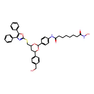 N-[4-[(2R,4R,6S)-4-[[(4,5-Diphenyl-2-oxazolyl)thio]methyl]-6-[4-(hydroxymethyl)phenyl]-1,3-dioxan-2-yl]phenyl]-N'-hydroxyoctanediamide structure
