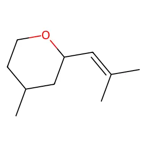 4-methyl-2-(2-methylprop-1-enyl)oxane structure