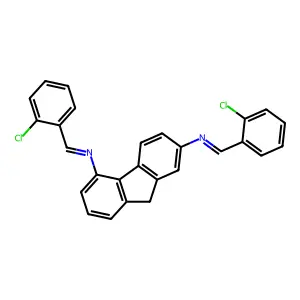 1-(2-chlorophenyl)-N-[5-[(2-chlorophenyl)methylideneamino]-9H-fluoren-2-yl]methanimine structure