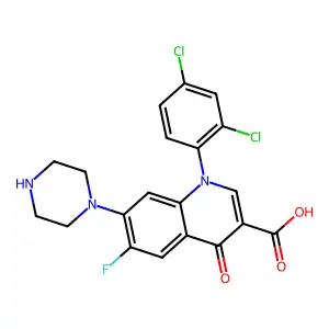 1-(2,4-dichlorophenyl)-6-fluoro-4-oxo-7-piperazin-1-ylquinoline-3-carboxylic acid structure