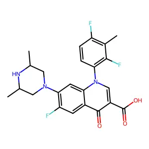 1-(2,4-difluoro-3-methylphenyl)-7-(3,5-dimethylpiperazin-1-yl)-6-fluoro-4-oxoquinoline-3-carboxylic acid structure