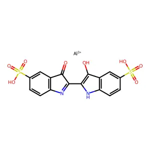aluminum 2-(3-hydroxy-5-sulfo-1H-indol-2-yl)-3-oxoindole-5-sulfonic acid structure