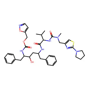 1,2-oxazol-5-ylmethyl N-[(2S,3S,5S)-3-hydroxy-5-[[(2S)-3-methyl-2-[[methyl-[(2-pyrrolidin-1-yl-1,3-thiazol-4-yl)methyl]carbamoyl]amino]butanoyl]amino]-1,6-diphenylhexan-2-yl]carbamate structure