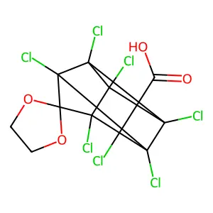 1',2',3',5',6',7',8'-heptachlorospiro[1,3-dioxolane-2,9'-pentacyclo[4.3.0.02,5.03,8.04,7]nonane]-4'-carboxylic acid structure