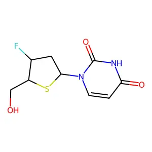 1-[(2R,4S,5R)-4-fluoro-5-(hydroxymethyl)thiolan-2-yl]pyrimidine-2,4-dione structure
