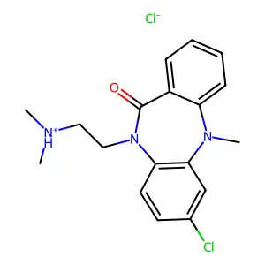 2-(2-chloro-11-methyl-6-oxobenzo[b][1,4]benzodiazepin-5-yl)ethyl-dimethylazanium chloride structure