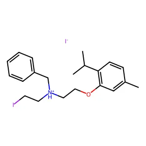 benzyl-(2-iodoethyl)-[2-(5-methyl-2-propan-2-ylphenoxy)ethyl]azanium iodide structure
