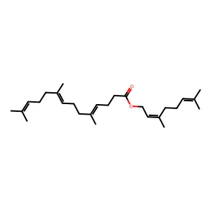 3,7-dimethylocta-2,6-dienyl 5,9,13-trimethyltetradeca-4,8,12-trienoate structure