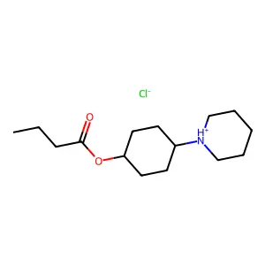 (4-piperidin-1-ium-1-ylcyclohexyl) butanoate chloride structure