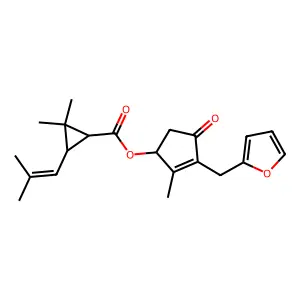 [3-(furan-2-ylmethyl)-2-methyl-4-oxocyclopent-2-en-1-yl] 2,2-dimethyl-3-(2-methylprop-1-enyl)cyclopropane-1-carboxylate structure