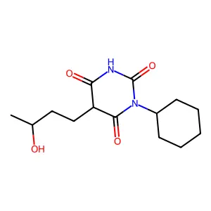 1-cyclohexyl-5-(3-hydroxybutyl)-1,3-diazinane-2,4,6-trione structure