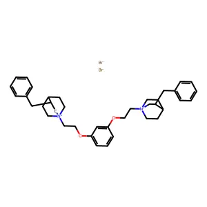 1,1'-(m-Phenylenebis(oxyethylene))bis(3-benzylquinuclidinium), dibromide structure