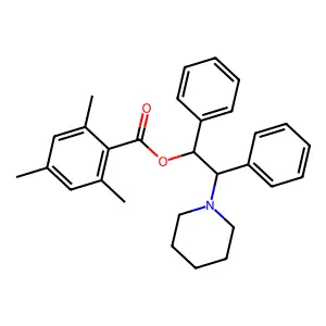 (1,2-diphenyl-2-piperidin-1-ylethyl) 2,4,6-trimethylbenzoate structure