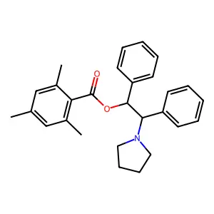 (1,2-diphenyl-2-pyrrolidin-1-ylethyl) 2,4,6-trimethylbenzoate structure