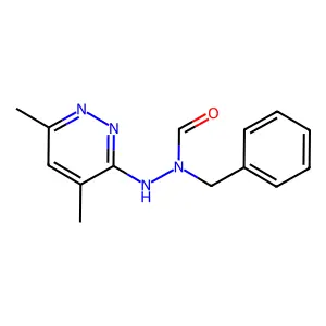 N-benzyl-N-[(4,6-dimethylpyridazin-3-yl)amino]formamide structure