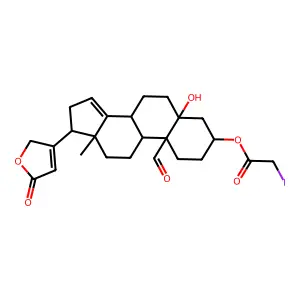 [10-formyl-5-hydroxy-13-methyl-17-(5-oxo-2H-furan-3-yl)-1,2,3,4,6,7,8,9,11,12,16,17-dodecahydrocyclopenta[a]phenanthren-3-yl] 2-iodoacetate structure