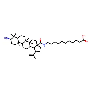 11-[[(1R,3aS,5aR,5bR,7aR,9S,11aR,11bR,13aR,13bR)-9-amino-5a,5b,8,8,11a-pentamethyl-1-prop-1-en-2-yl-1,2,3,4,5,6,7,7a,9,10,11,11b,12,13,13a,13b-hexadecahydrocyclopenta[a]chrysene-3a-carbonyl]amino]undecanoic acid structure