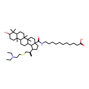 11-[[(1R,3aS,5aR,5bR,7aR,9S,11aR,11bR,13aR,13bS)-1-[3-[2-(diethylamino)ethylsulfanyl]prop-1-en-2-yl]-9-hydroxy-5a,5b,8,8,11a-pentamethyl-1,2,3,4,5,6,7,7a,9,10,11,11b,12,13,13a,13b-hexadecahydrocyclopenta[a]chrysene-3a-carbonyl]amino]undecanoic acid structure