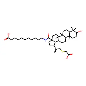 11-[[(1R,3aS,5aR,5bR,7aR,9S,11aR,11bR,13aR,13bS)-1-[3-(carboxymethylsulfanyl)prop-1-en-2-yl]-9-hydroxy-5a,5b,8,8,11a-pentamethyl-1,2,3,4,5,6,7,7a,9,10,11,11b,12,13,13a,13b-hexadecahydrocyclopenta[a]chrysene-3a-carbonyl]amino]undecanoic acid structure