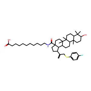 11-[[(1R,3aS,5aR,5bR,7aR,9S,11aR,11bR,13aR,13bS)-1-[3-(4-fluorophenyl)sulfanylprop-1-en-2-yl]-9-hydroxy-5a,5b,8,8,11a-pentamethyl-1,2,3,4,5,6,7,7a,9,10,11,11b,12,13,13a,13b-hexadecahydrocyclopenta[a]chrysene-3a-carbonyl]amino]undecanoic acid structure