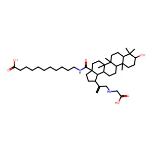 11-[[(1R,3aS,5aR,5bR,7aR,9S,11aR,11bR,13aR,13bS)-1-[3-(carboxymethylamino)prop-1-en-2-yl]-9-hydroxy-5a,5b,8,8,11a-pentamethyl-1,2,3,4,5,6,7,7a,9,10,11,11b,12,13,13a,13b-hexadecahydrocyclopenta[a]chrysene-3a-carbonyl]amino]undecanoic acid structure