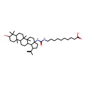 10-[[(1R,3aS,5aR,5bR,7aR,9S,11aR,11bR,13aR,13bR)-9-hydroxy-5a,5b,8,8,11a-pentamethyl-1-prop-1-en-2-yl-1,2,3,4,5,6,7,7a,9,10,11,11b,12,13,13a,13b-hexadecahydrocyclopenta[a]chrysen-3a-yl]carbamoylamino]decanoic acid structure