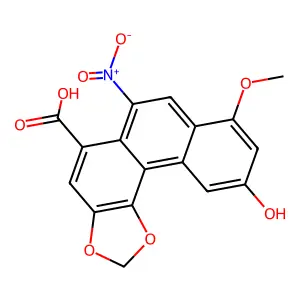 10-hydroxy-8-methoxy-6-nitronaphtho[2,1-g][1,3]benzodioxole-5-carboxylic acid structure