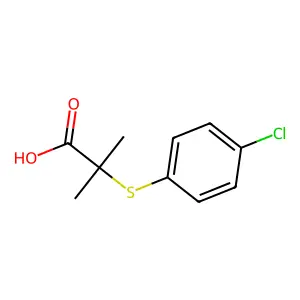 2-(4-chlorophenyl)sulfanyl-2-methylpropanoic acid structure