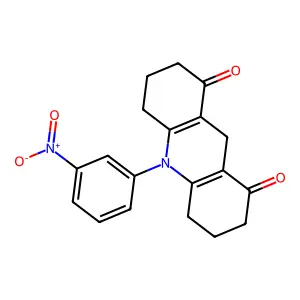 10-(3-nitrophenyl)-3,4,5,6,7,9-hexahydro-2H-acridine-1,8-dione structure
