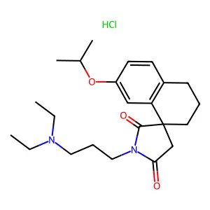 1'-[3-(diethylamino)propyl]-6-propan-2-yloxyspiro[2,3-dihydro-1H-naphthalene-4,3'-pyrrolidine]-2',5'-dione;hydrochloride structure