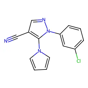 1-(3-chlorophenyl)-5-pyrrol-1-ylpyrazole-4-carbonitrile structure