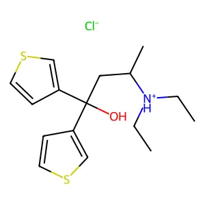 1-BUTANOL, 3-(DIETHYLAMINO)-1,1-DI(THIEN-3-YL)-, HYDROCHLORIDE structure