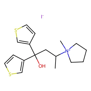 1,1-Di(thien-3-yl)-3-pyrrolidinyl-1-butanol methiodide structure